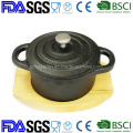 Preseasoned Cast Iron Mini Sizzle Pan with Wooden Base